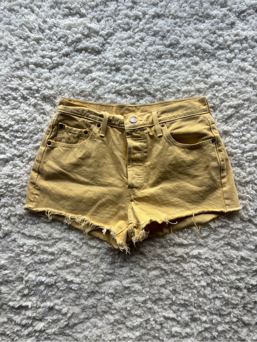 Levi’s 501 Yellow Cutoff Denim Shorts